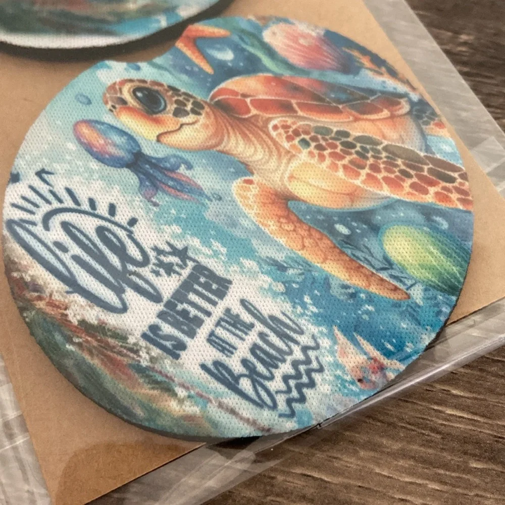 Handmade Fish Design Car Coasters - Blue